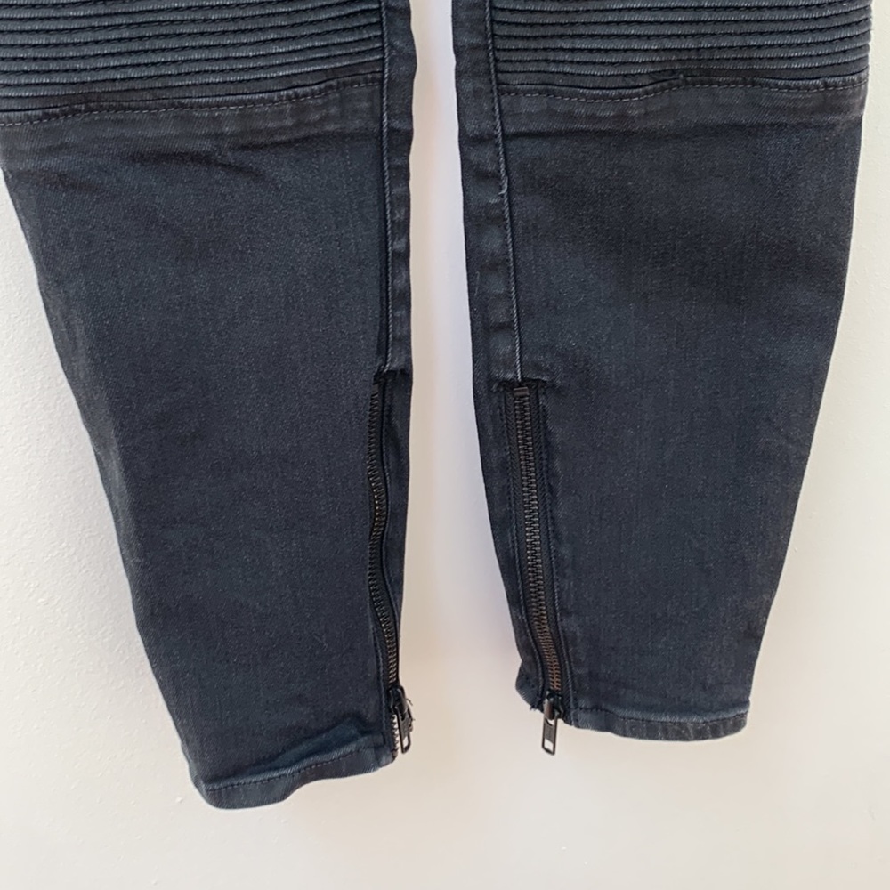 Madewell black skinny skinny jeans size 27 rigid knees zip on ankles - Picture 4 of 8